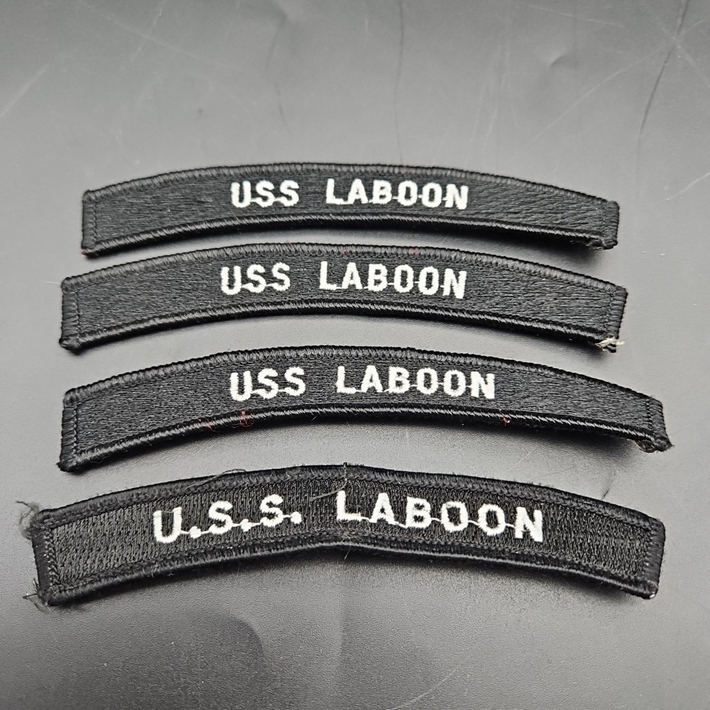 Set Of 4 Military Patches USS Laboon Black And White - Picture 1 of 2